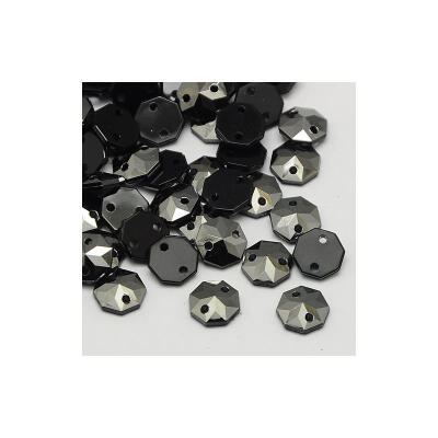 

Sew on Rhinestone Taiwan Acrylic Rhinestone Two Holes Garments Accessories Faceted Octagon DarkGray 10x95x3mm Hole 1mm