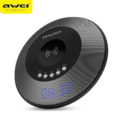 

AWEI Y290 BT Speaker with Fast Wireless Charger Portable Speakers Sound Box for Mobile Phone FM Radio with Alarm Clock Display Pow