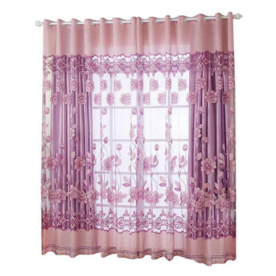 

2pcs Floral Printed Sheer Voile Tulle Drapes Living Bedroom Windows Curtain