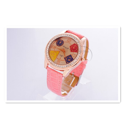 

2018 womens five places contrast color steel original diamond diamonds watch color time zone dial