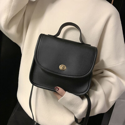 

Tailored Women Saddle Bag Lock Handbag Retro Simple Shoulder Bag Messenger Bag