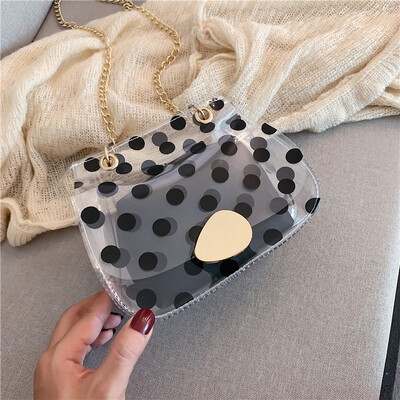 

2019 summer super fire small bag Korean version of the transparent jelly single shoulder mother bag wave point fashion chain Messenger bag tide