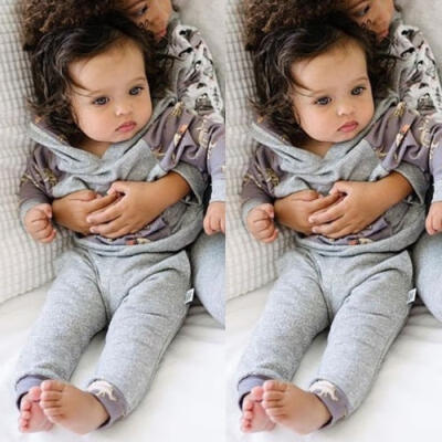 

Newborn Baby Boys Dinosaur Hooded Tops Sweatshirt Pants Outfit Clothes Set