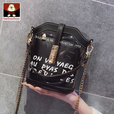 

Summer transparent small bag woman 2019 new Korean version of jelly chain bag 100 lap shoulder oblique bag tide