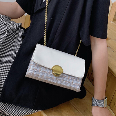 

Net red handbag 2019 new wild gas chain bag fashion woven bag summer small fresh ins messenger bag