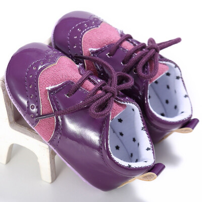 

0-18M Style Kids Boys Girls PU Material First Walker Shoe Baby Fashion Color Patch Non-slip Shoes P1
