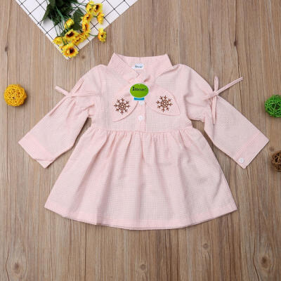 

Toddler Kid Baby Girl Clothes Rabbit Ear Collar Dress Skirt Plaid Dresses 12M-4Y