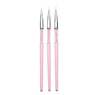 

3PCS Professional Nail Liner Pen with Rhinestones Handle for Drawing Details Blending Lines Stripes Nail Tool Kit