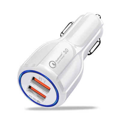 

Qualcomm QC30 Certified Quick Charge Dual 2 USB Port QC30 Fast Car Charger 36W Pink