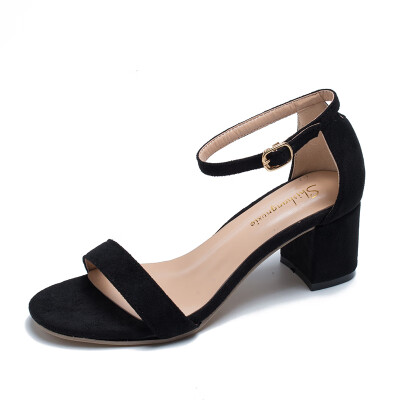 

Rome sandal women 2019 new summer Joker thick heel fairy wind net red word girl buckle with high heels