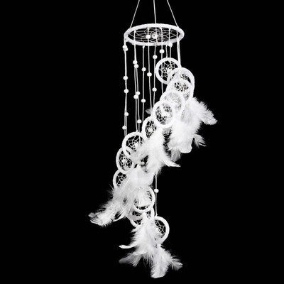 

White Dream Catcher Wind Chimes Wheel Feather Dreamcatcher Living Room Bedroom Kid Home Decoration NEW