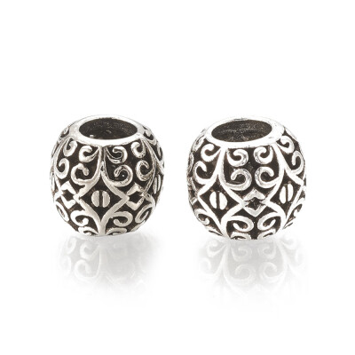 

Alloy European Beads Large Hole Beads Hollow Barrel Antique Silver 11x95mm Hole 5mm