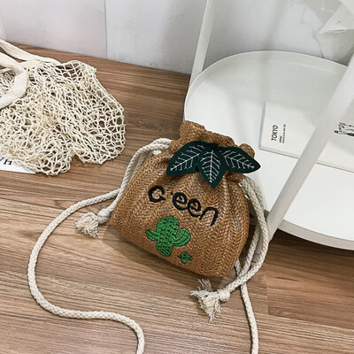 

Wenyi Sen Cactus Casual Crossbody Female 2019 Summer New Fashion Letter Weave One Shoulder Bucket Bag