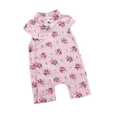 

Newborn baby Chinese style romper summer baby girl Siamese short-sleeved cheongsam rompers