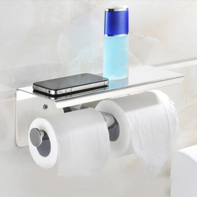 

Greensen Double Toilet Paper Holder Bathroom Paper Tissue Holder With Storage Shelf Rack