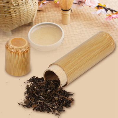 

1Pc Round Shape Portable Handmade Natural Bamboo Tea Jar Storage Holder Container Box Home Use Tea Storage Container Tea Storage