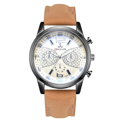 

Creative Dial Business Analog Quartz Watches Men Leather Strap Wristwatch