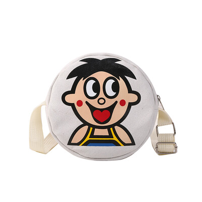 

2019 new fashion cute Wangzi canvas shoulder bag cartoon casual simple girl slung versatile small round bag