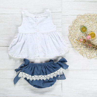 

Toddler Kids Baby Girl Summer Tops T-shirt Denim Shorts 2Pcs Outfits Clothes Set