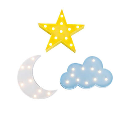 

3pcs Creative Cute 3D Star Moon Cloud LED Night Light Kid Bedroom Lamp Gift