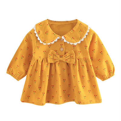 

Baby Girls 2019 Autumn CasualLong Sleeve Cherry Print Dress Kids Toddler Pageant Sundress For 6-36Months