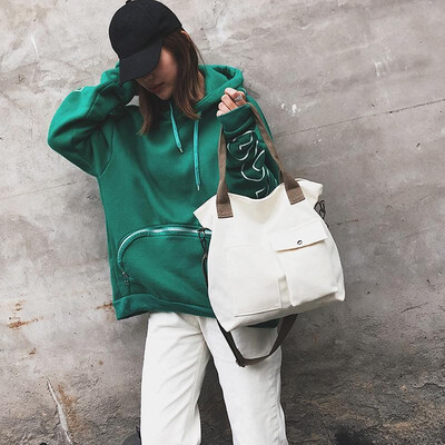 

Women Canvas Handbag Shoulder Bag Functional Pockets Large Capacity Tote Messenger Crossbody Bag