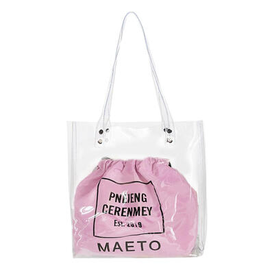 

2pcsset Transparent Shoulder Handbags Women Drawstring Top-handle Totes