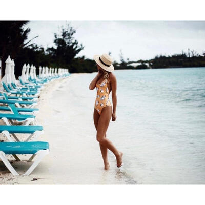 

Women Bikini Sets One piece Monokini Beachwear Swimwear Bandage Floral Swimsuit