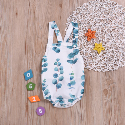 

Infant Newborn Baby Kids Plant Leaf Printed Striped Romper Outfits Clothing