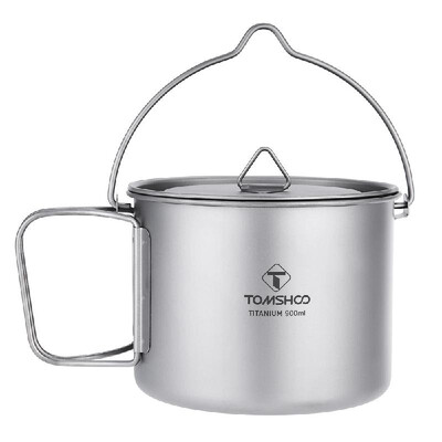 

TOMSHOO 900ML Titanium Pot Portable Titanium Water Mug Cup with Lid&Foldable Handle for Outdoor Camping Cooking Picnic