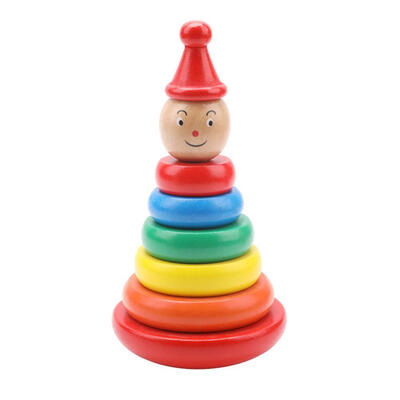 

Wooden Rainbow Tower Ring Building Blocks Stacking Toy Baby Educational Toy