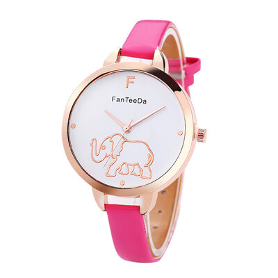 

Featured Womens Watches Elephant Pattern Dial Ladies Fashion Quartz Wristwatch Leather Strap Clock Simple Relogio Feminino