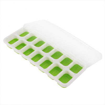 

Greensen 14 Grids Soft Silicone Square Ice Cube Tray Mold With Lid Ice Cube Maker Container