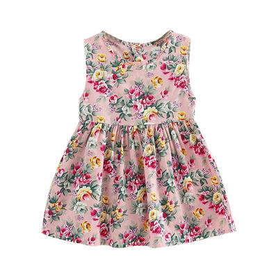 

Summer Kids A-line Dresses Girls Sleeveless Floral Print Princess Dress