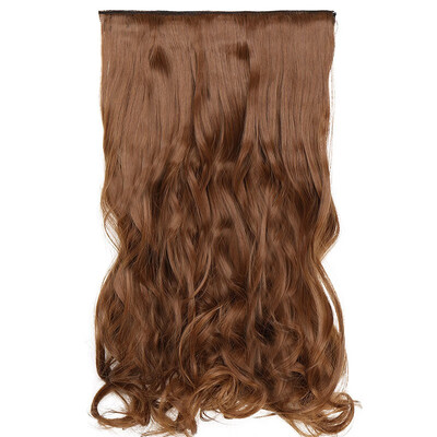 

Synthetic Fiber Clips in on Hair Extension 34 Full Head One Piece 5 Clips Long Silky Straight Curly Wavy