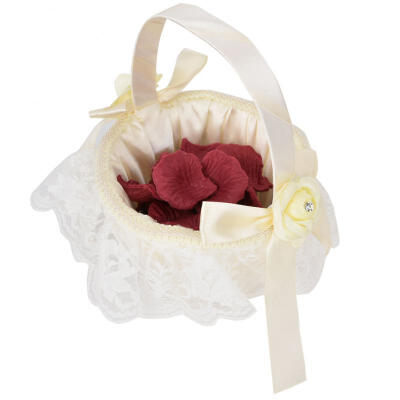 

Greensen Romantic Wedding Flower Lace Bowknot Basket Ceremony Banquet Decoration