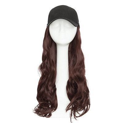 

Baseball Hat with Synthetic Hair Extension Black Color Long Wavy hair Extensions with Baseball Cap Black Hat for women