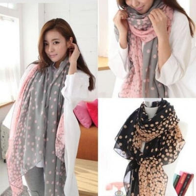 

Fashion Women Lady Soft Scarves Shawl Neck Wrap Stole Flower Scarf Polka Dots