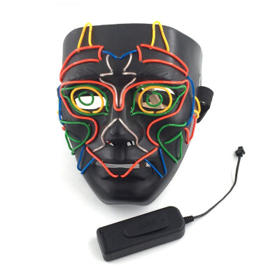 

New Halloween Mask Full Face Covered Colorful EL Wire Light Up Mask Masquerade Costume Props For Halloween Cosplay Festival Party