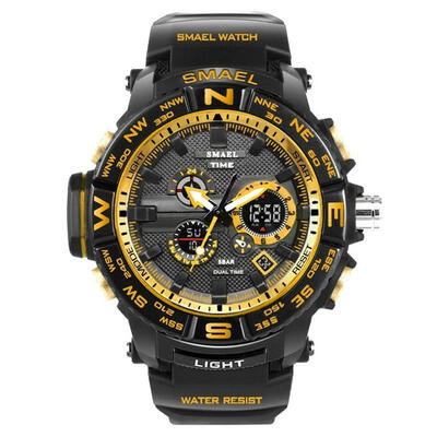

Men Sport Watches SMAEL Brand Dual Display Watch Men LED Digital Analog Electronic Quartz Watches 30M Waterproof Male Cl