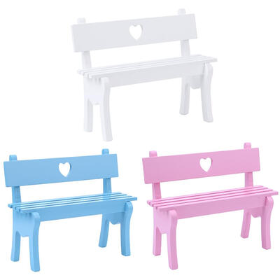 

Simple Wood Love Bench Chair Ornament Miniature Home Room Study Decoration