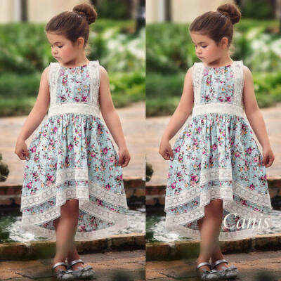 

UK Floral Kids Baby Girls Sleeveless Dress Princess Pageant Lace Tutu Dress 2-7Y