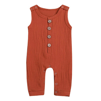 

Newborn Infant Baby Girl Boy Linen Solid Button Romper Jumpsuit Clothes Outfits