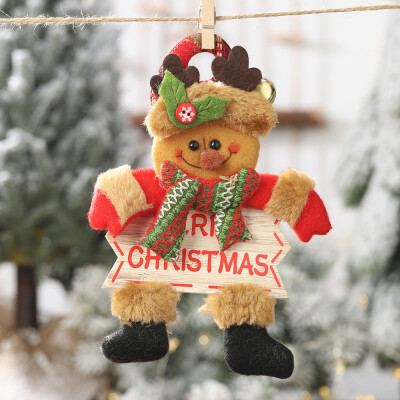 

Christmas Gifts Plush Doll With Gold Bell And Wood Sign Christmas Pendant Decorative Hanging Ornaments For Tree Decor