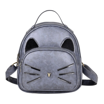 

Women PU Leather Cartoon Cute Cat Printed Backpack Girls School Bag