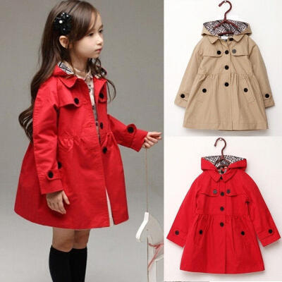 

Fashion Kids Girls Winter Clothes Fleece Outerwear Long Trench Wind Coat Jacket