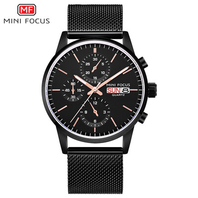 

MINI FOCUS Fox MF0180G Mens Casual Quartz Watch Japanese Movement Business Stainless Steel Mens Watch