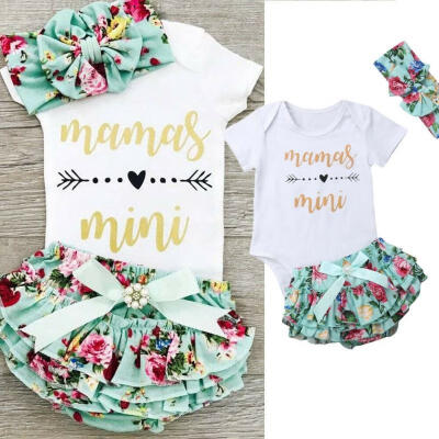 

3PCS Newborn Infant Baby Girls Outfit Clothes Romper Jumpsuit BodysuitPants Set