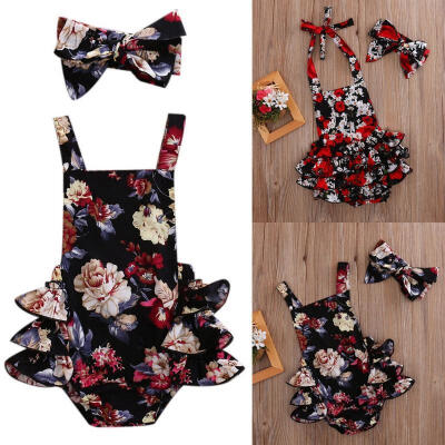 

2PCS Newest Newborn Infant Baby Girls Lace Bodysuit Romper Jumpsuit Headband Summer Clothes