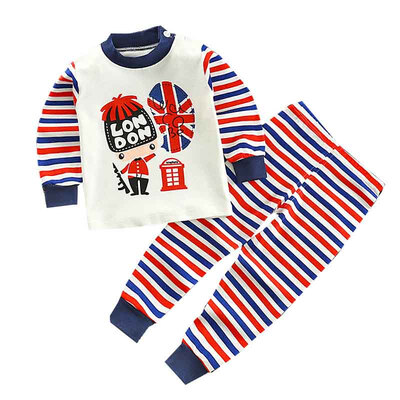 

Autumn Baby Kids Girls Boys Cartoon Print Sleepwear Set Long Sleeve Blouse TopsPants Pajamas